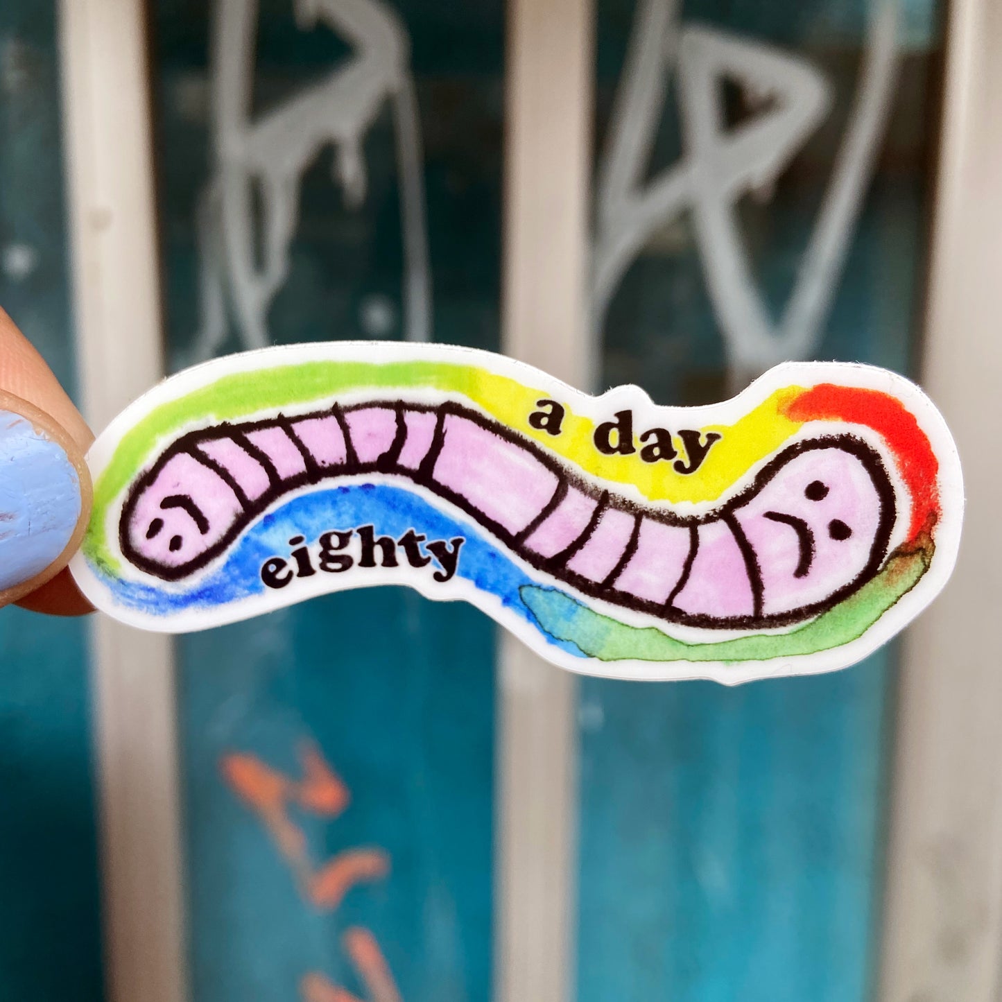Eighty-A-Day Worm Sticker
