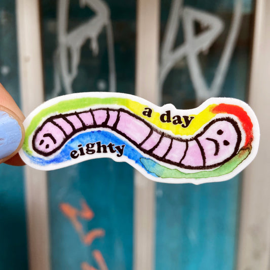 Eighty-A-Day Worm Sticker