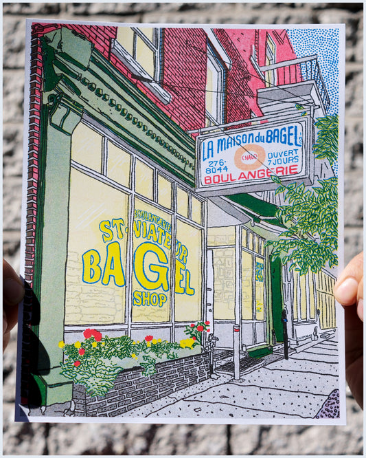 St Viateur Bagel Riso Print